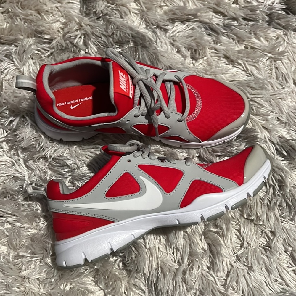 Nike Women’s Comfort Footbed Red, White Gray Sneakers